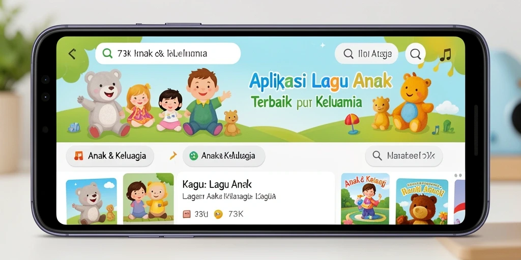 Tampilan utama 73K dengan koleksi Lagu Anak yang beragam.
