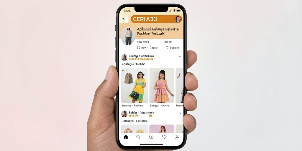 Tampilan antarmuka CERIA33 yang modern dan menarik untuk berbelanja fashion.