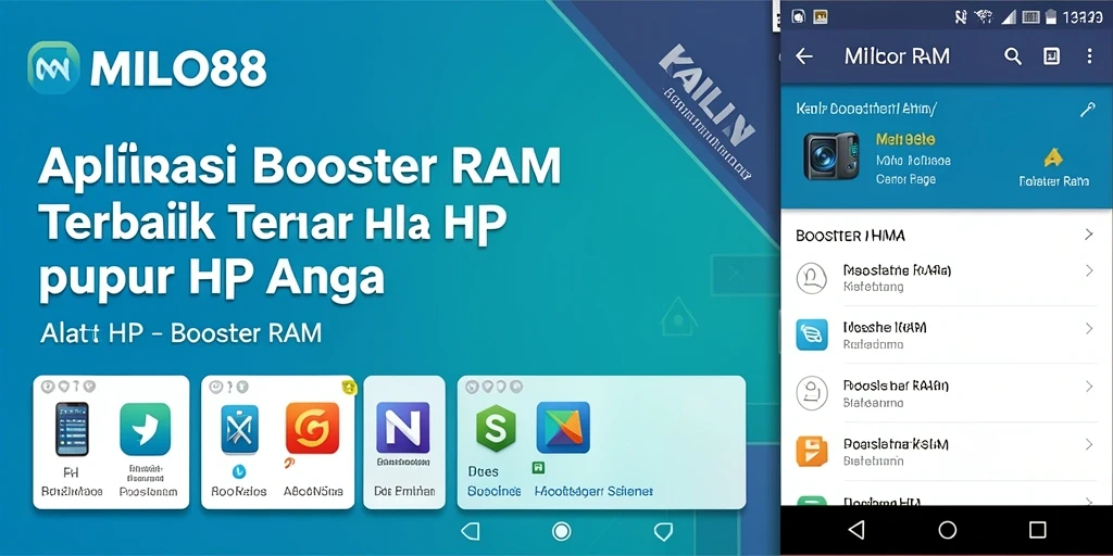 Tampilan antarmuka aplikasi MILO88 untuk booster RAM yang efisien.