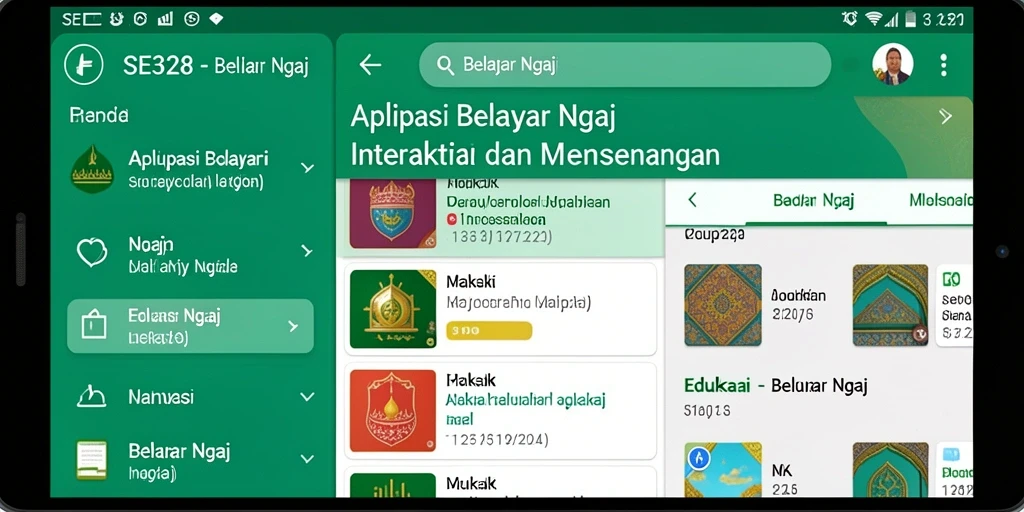 Antarmuka menarik aplikasi Belajar Ngaji SE328